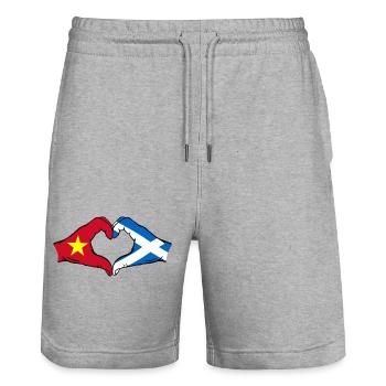 Vietnam Ecosse drapeau mains forme de coeur - Short de jogging bio TRAINER Stanley/Stella unisexe - gris chiné - Devant - Nik (191cm) & Marisol (170cm)