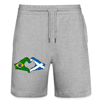 Brésil Ecosse drapeau mains forme de coeur - Short de jogging bio TRAINER Stanley/Stella unisexe - gris chiné - Devant - Nik (191cm) & Marisol (170cm)
