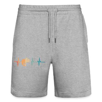 Battement de cœur caméléon - Short de jogging bio TRAINER Stanley/Stella unisexe - gris chiné - Devant - Nik (191cm) & Marisol (170cm)