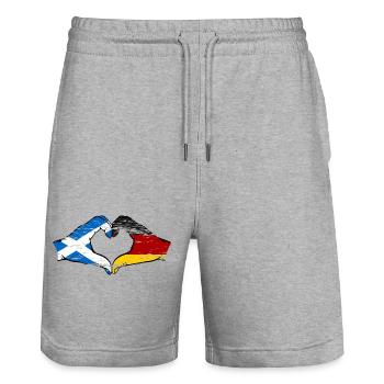Ecosse Allemagne Drapeau Aiguilles Coeur Forme D’occasion - Short de jogging bio TRAINER Stanley/Stella unisexe - gris chiné - Devant - Nik (191cm) & Marisol (170cm)