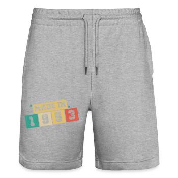 1953 Geburtstag 1953 Jahrgang 1953 Geburtstag - Stanley/Stella Unisex Bio Joggingshorts Trainer  - Grau meliert - Vorne - Nik (191cm) & Marisol (170cm)