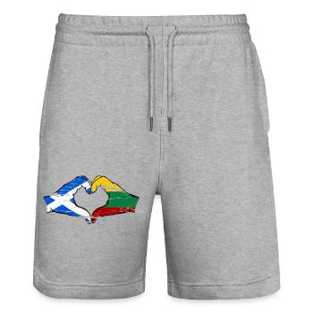 Ecosse Lituanie Drapeau Mains Coeur Forme Utilisé - Short de jogging bio TRAINER Stanley/Stella unisexe - gris chiné - Devant - Nik (191cm) & Marisol (170cm)