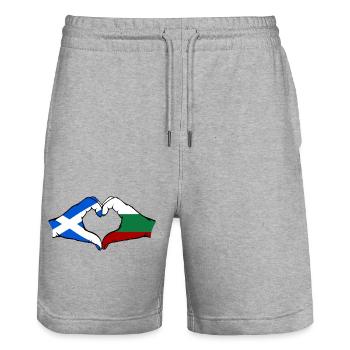Ecosse Bulgarie Drapeau Mains Coeur En Forme - Short de jogging bio TRAINER Stanley/Stella unisexe - gris chiné - Devant - Nik (191cm) & Marisol (170cm)