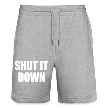 shut it down - Stanley/Stella Unisex Bio Joggingshorts Trainer  - Grau meliert - Vorne - Nik (191cm) & Marisol (170cm)