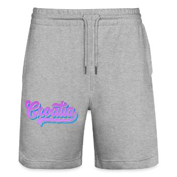 Kroatien hrvatska Kroatien hr Zagreb split Dubrovnik - Stanley/Stella Unisex Bio Joggingshorts Trainer  - Grau meliert - Vorne - Nik (191cm) & Marisol (170cm)