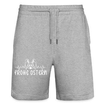 Frohe Ostern - Stanley/Stella Unisex Bio Joggingshorts Trainer  - Grau meliert - Vorne - Nik (191cm) & Marisol (170cm)