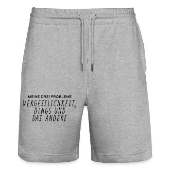L’oubli et l’autre - Short de jogging bio TRAINER Stanley/Stella unisexe - gris chiné - Devant - Nik (191cm) & Marisol (170cm)