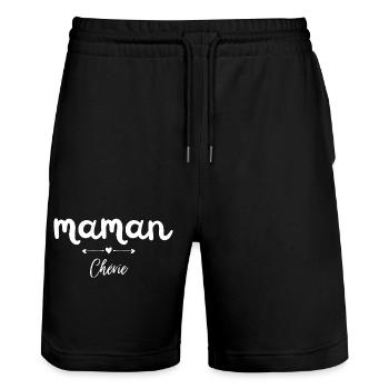 Mama Liebling - Stanley/Stella Unisex Bio Joggingshorts Trainer  - Schwarz - Vorne - Nik (191cm) & Marisol (170cm)