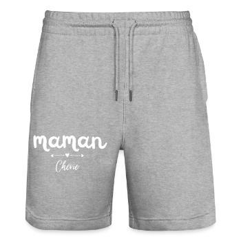 Mommy Darling - Stanley/Stella Trainer Unisex Organic Jogging Shorts - heather grey - Front - Nik (191cm) & Marisol (170cm)