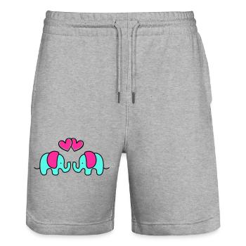 Baby Elephants - Stanley/Stella Trainer Unisex Organic Jogging Shorts - heather grey - Front - Nik (191cm) & Marisol (170cm)