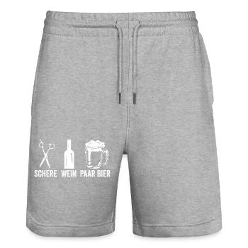 Wine Scissors Couple Beer - Stanley/Stella Trainer Unisex Organic Jogging Shorts - heather grey - Front - Nik (191cm) & Marisol (170cm)