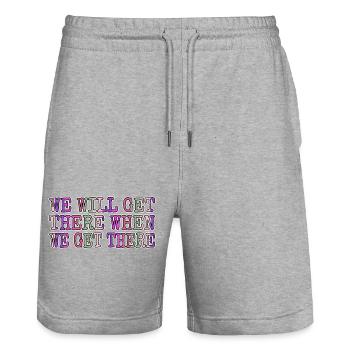 motor home camping shirt quote camping ground tent - Stanley/Stella Unisex Bio Joggingshorts Trainer  - Grau meliert - Vorne - Nik (191cm) & Marisol (170cm)