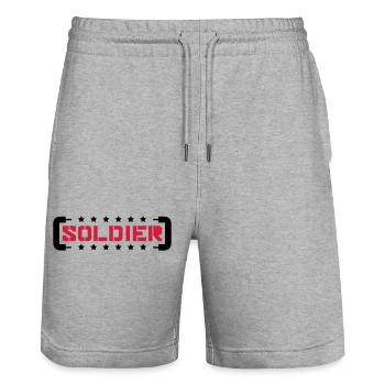 Étoiles, Soldat, Logo, Guerre, Général, Combattant de la liberté - Short de jogging bio TRAINER Stanley/Stella unisexe - gris chiné - Devant - Nik (191cm) & Marisol (170cm)