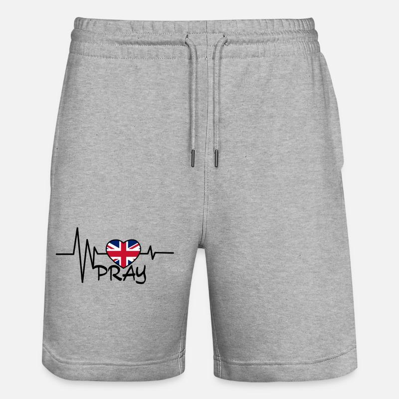 Angleterre Heartbeat drapeau coeur - Short de jogging bio TRAINER Stanley/Stella unisexe - gris chiné