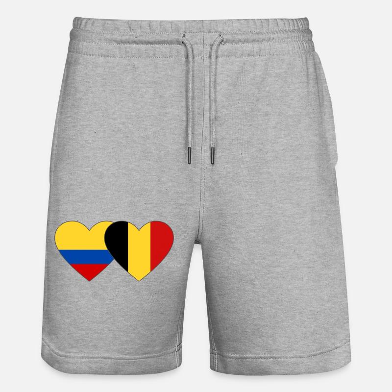 Colombie Belgique Drapeau Coeur - Short de jogging bio TRAINER Stanley/Stella unisexe - gris chiné