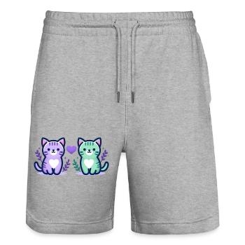 Amour des chats - Short de jogging bio TRAINER Stanley/Stella unisexe - gris chiné - Devant - Nik (191cm) & Marisol (170cm)