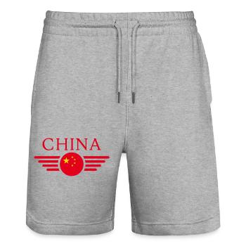 China Style Design T-Shirt - Stanley/Stella Trainer Unisex Organic Jogging Shorts - heather grey - Front - Nik (191cm) & Marisol (170cm)