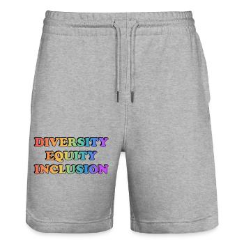 Diversité Équité Inclusion Arc-en-ciel LGBT Pride - Short de jogging bio TRAINER Stanley/Stella unisexe - gris chiné - Devant - Nik (191cm) & Marisol (170cm)