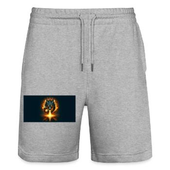 Dragon Flame - Stanley/Stella Trainer Unisex Organic Jogging Shorts - heather grey - Front - Nik (191cm) & Marisol (170cm)