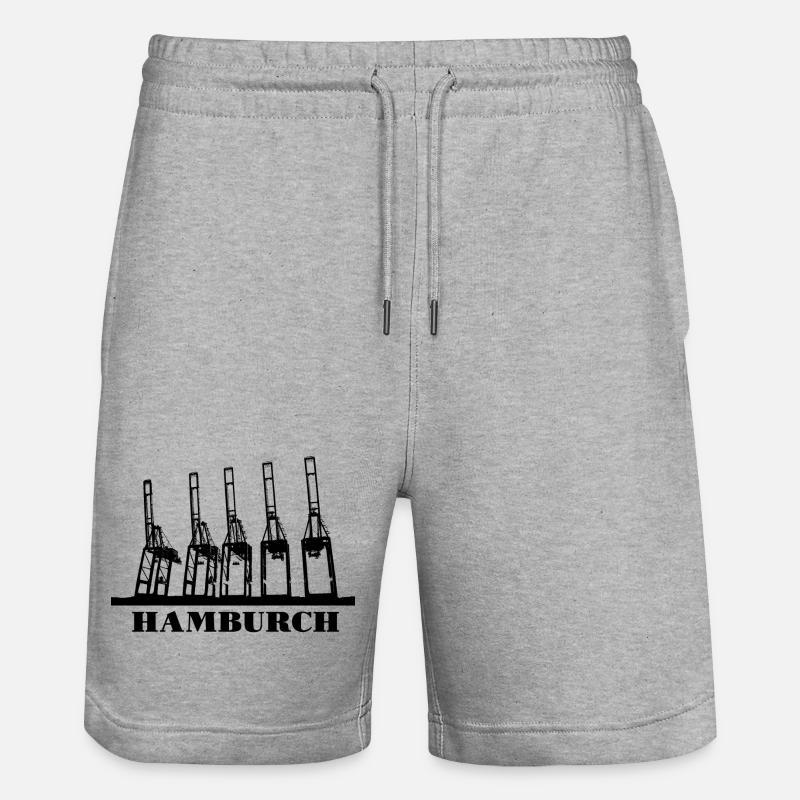 Hamburch auf Einheimisch - Stanley/Stella Unisex Bio Joggingshorts Trainer  - Grau meliert