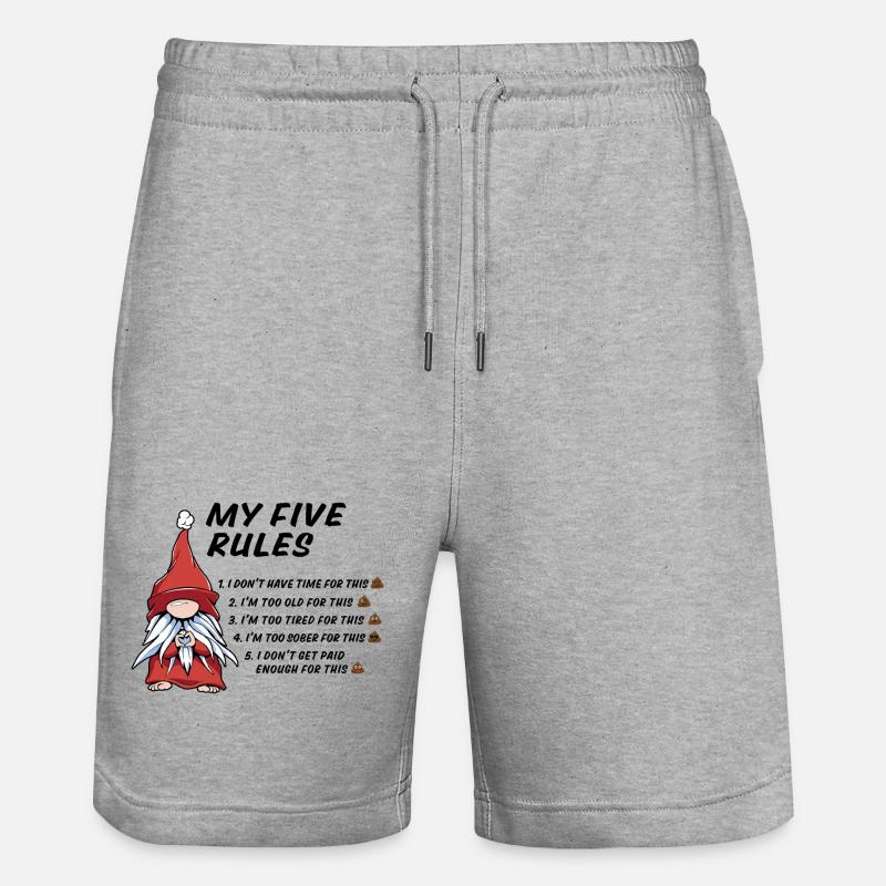 5 règles d’un gnome drôle - Short de jogging bio TRAINER Stanley/Stella unisexe - gris chiné