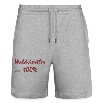 Waldviertler zu 100% - Stanley/Stella Unisex Bio Joggingshorts Trainer  - Grau meliert - Vorne - Nik (191cm) & Marisol (170cm)