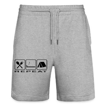eat sleep camping zelt - Stanley/Stella Unisex Bio Joggingshorts Trainer  - Grau meliert - Vorne - Nik (191cm) & Marisol (170cm)