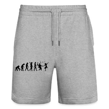 Darwin Evolution to Swing - Schwarz - Stanley/Stella Unisex Bio Joggingshorts Trainer  - Grau meliert - Vorne - Nik (191cm) & Marisol (170cm)