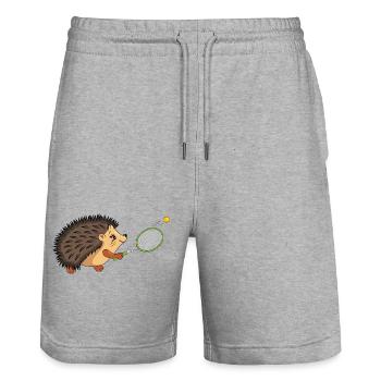 Glücklicher Igel spielt Tennis - Stanley/Stella Unisex Bio Joggingshorts Trainer  - Grau meliert - Vorne - Nik (191cm) & Marisol (170cm)