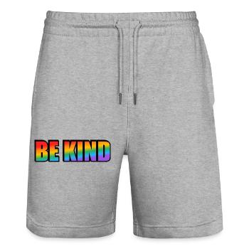 Be kind rainbow - Stanley/Stella Trainer Unisex Organic Jogging Shorts - heather grey - Front - Nik (191cm) & Marisol (170cm)