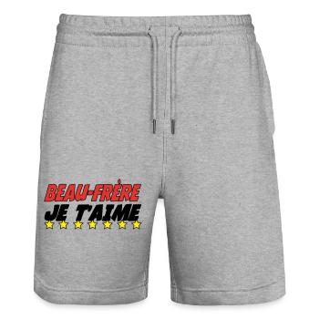 Schwager, ich liebe dich - Stanley/Stella Unisex Bio Joggingshorts Trainer  - Grau meliert - Vorne - Nik (191cm) & Marisol (170cm)