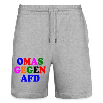 Omas gegen afd - Stanley/Stella Unisex Bio Joggingshorts Trainer  - Grau meliert - Vorne - Nik (191cm) & Marisol (170cm)