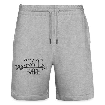 Grand frère -minimliste - Short de jogging bio TRAINER Stanley/Stella unisexe - gris chiné - Devant - Nik (191cm) & Marisol (170cm)