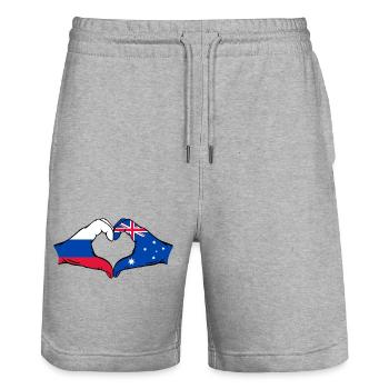 Russia Australia Flag Heart Shape - Stanley/Stella Trainer Unisex Organic Jogging Shorts - heather grey - Front - Nik (191cm) & Marisol (170cm)