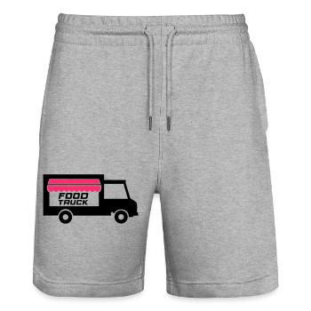 Food Truck 02 - Stanley/Stella Trainer Unisex Organic Jogging Shorts - heather grey - Front - Nik (191cm) & Marisol (170cm)
