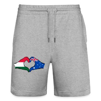 Hungary Australia Flag Heart Shape - Stanley/Stella Trainer Unisex Organic Jogging Shorts - heather grey - Front - Nik (191cm) & Marisol (170cm)