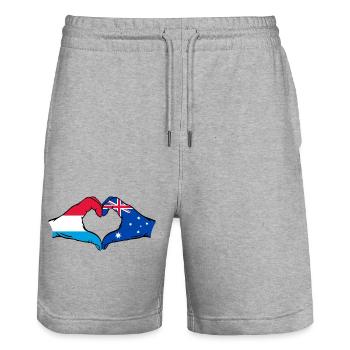 Drapeau du Luxembourg Australie en forme de coeur - Short de jogging bio TRAINER Stanley/Stella unisexe - gris chiné - Devant - Nik (191cm) & Marisol (170cm)