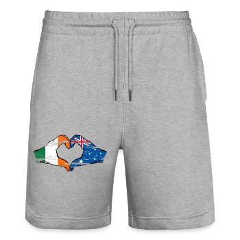 Irland Australien Flagge Herzform used - Stanley/Stella Unisex Bio Joggingshorts Trainer  - Grau meliert - Vorne - Nik (191cm) & Marisol (170cm)