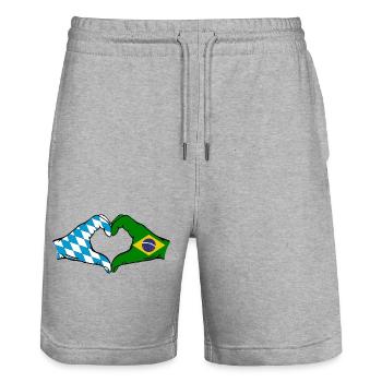 Bavaria Brazil Flag Hands Heart Shape - Stanley/Stella Trainer Unisex Organic Jogging Shorts - heather grey - Front - Nik (191cm) & Marisol (170cm)