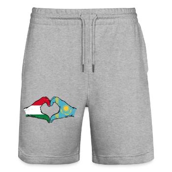 Hongrie Kazakhstan Drapeau Mains Coeur Forme Utilisé - Short de jogging bio TRAINER Stanley/Stella unisexe - gris chiné - Devant - Nik (191cm) & Marisol (170cm)
