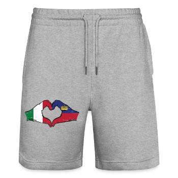Italie Liechtenstein Drapeau Mains Coeur Forme Utilisé - Short de jogging bio TRAINER Stanley/Stella unisexe - gris chiné - Devant - Nik (191cm) & Marisol (170cm)