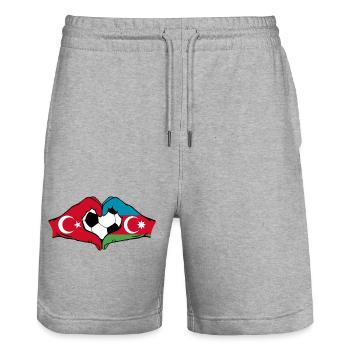 Turquie Azerbaïdjan Football Drapeau Mains Coeur Forme - Short de jogging bio TRAINER Stanley/Stella unisexe - gris chiné - Devant - Nik (191cm) & Marisol (170cm)