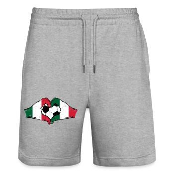 Italy Football Flag Hands Heart Shape Used - Stanley/Stella Trainer Unisex Organic Jogging Shorts - heather grey - Front - Nik (191cm) & Marisol (170cm)
