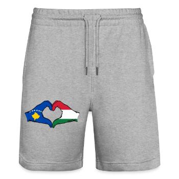 Kosovo Hongrie Drapeau Mains Coeur Forme - Short de jogging bio TRAINER Stanley/Stella unisexe - gris chiné - Devant - Nik (191cm) & Marisol (170cm)