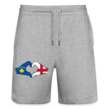 Kosovo Angleterre Drapeau Mains Coeur Forme - Short de jogging bio TRAINER Stanley/Stella unisexe - gris chiné - Devant - Nik (191cm) & Marisol (170cm)