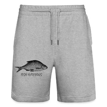 Fish Happens - Stanley/Stella Unisex Bio Joggingshorts Trainer  - Grau meliert - Vorne - Nik (191cm) & Marisol (170cm)
