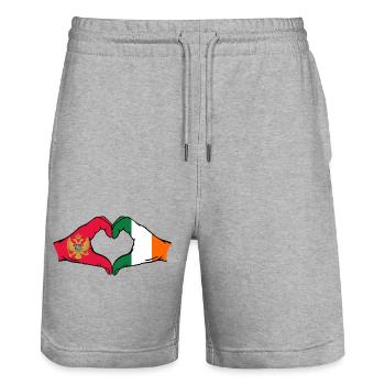 Montenegro Irland Flagge Hände Herzform - Stanley/Stella Unisex Bio Joggingshorts Trainer  - Grau meliert - Vorne - Nik (191cm) & Marisol (170cm)