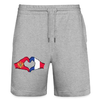 Montenegro France Flag Hands Heart Shape - Stanley/Stella Trainer Unisex Organic Jogging Shorts - heather grey - Front - Nik (191cm) & Marisol (170cm)