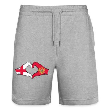 England Montenegro Flagge Hände Herzform - Stanley/Stella Unisex Bio Joggingshorts Trainer  - Grau meliert - Vorne - Nik (191cm) & Marisol (170cm)