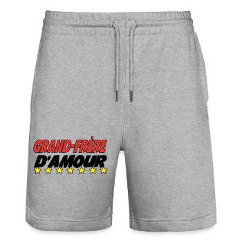 Grand Frère d'amour - Short de jogging bio TRAINER Stanley/Stella unisexe - gris chiné - Devant - Nik (191cm) & Marisol (170cm)